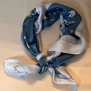 New Cute Blue Satin Scarf size OS